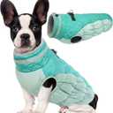 Lelepet Dog Coat Warm Dog Winter Coat Waterproof Dogs Jacket with Harness Built in Reflective Pet Fleece Vest Zip-Up Cold Weather Coats for Medium Dogs Turtleneck Windproof Dachshund Mint Green M