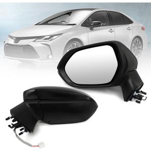 Left Driver Side Mirror Assembly Compatible with Corolla 2020-2022 Non-Heated Power Glass Manual Folding Black Replaces TO1320391 8794012F80PFM (3Pins)