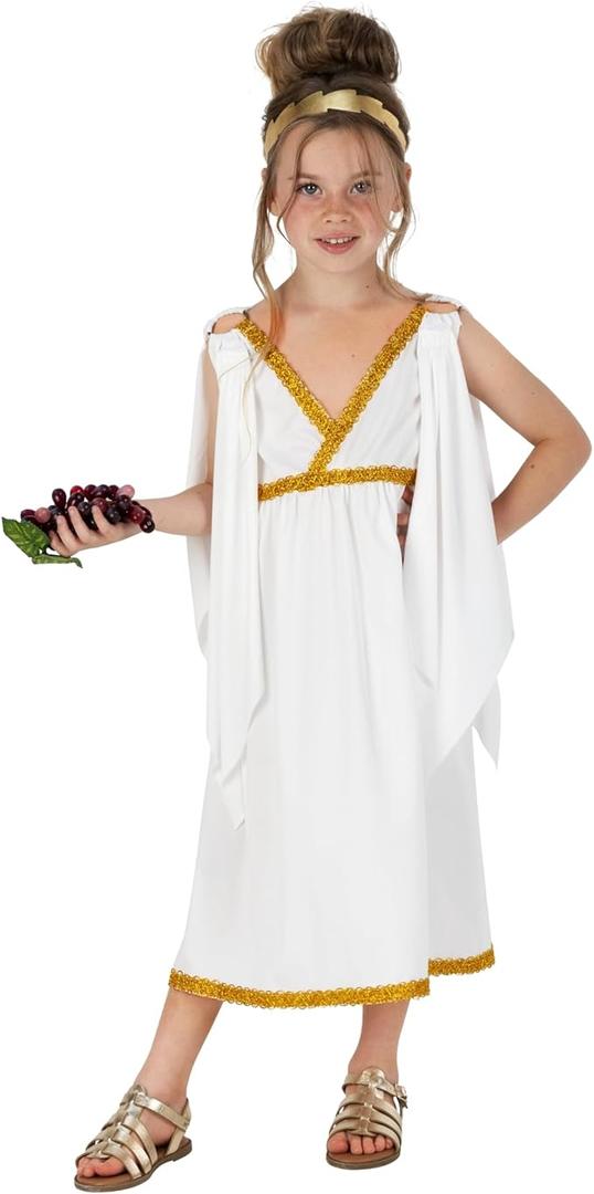 Fun shack Kids Greek Goddess Costume Girls, Toga Costume Kids, Athena Costume Greek Costume Girls, Girls Goddess Costume Size Small, 29"L x 22"W Inch