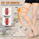 2 Pairs Compression Stockings for Women & Men, 20-30mmHg Thigh High Compression Socks, Open Toe Medical Compression Socks with Silicone Dot Band for Sport Swelling Varicose Veins