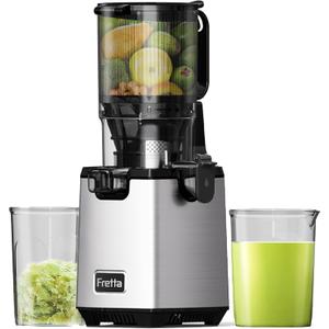 Juicer Machine, 5.3" Wide Chute Cold Press Juicer, BPA-Free, 54oz Large Capacity, Stainless Steel Slow Masticating Juicer for Whole Fruits & Vegetables, Easy to Clean, High Juice Yield,Gray (Silvery Gray)