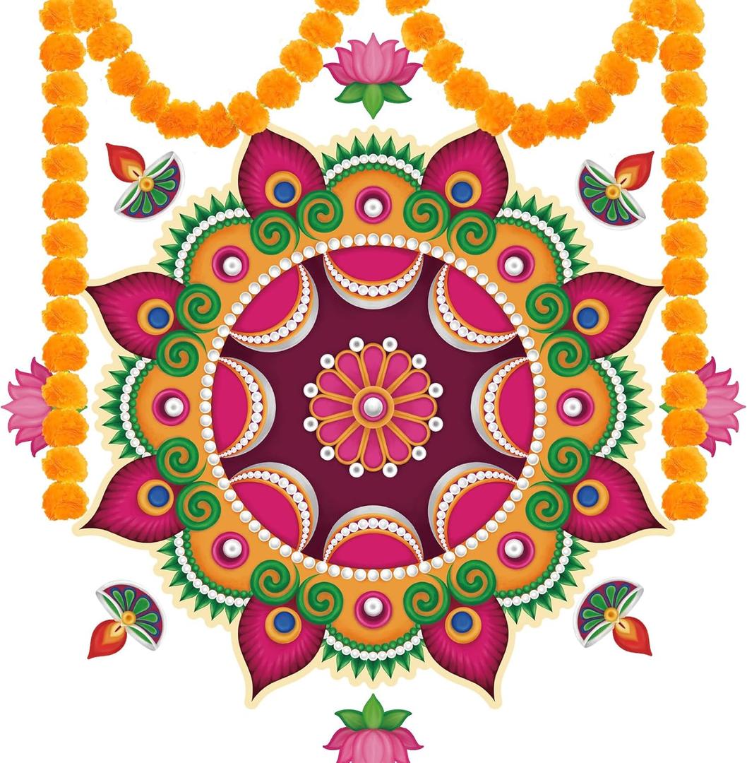 BAYLAY Diwali Decorations for Home - Rangoli Floor with Patterns Stickers Traditional Indian Diwali Decorations for Entrance Dcor and Gift