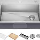KRAUS Kore 30-Inch Drop In/Top Mount Workstation 16 Gauge Single Bowl Stainless Steel Kitchen Sink with Accessories, KWT310-30