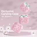 Lerobo for Airpods 4 Case Cover with Cleaner Kit, Cute Flower Engraved Silicone Protective Case Cover with Keychain Compatible with Apple Airpods 4 Case 2024 for Women and Girls, Pink