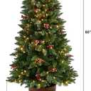 Nearly Natural 5ft. Frosted Colorado Aspen Pre-Lit Artificial Porch Christmas Tree with 200 LED Lights, 426 Bendable Branches and Berries in Decorative Planter
