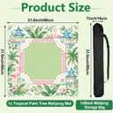 Tropical Palm Tree Mahjong Mat with Carrying Bag 31.5" x 31.5" Non Slip Noise Reduction Table Cover Palm Beach Pink Green Floral Mahjong Mat for American Poker Card Board Dominoes Tile Games Gifts