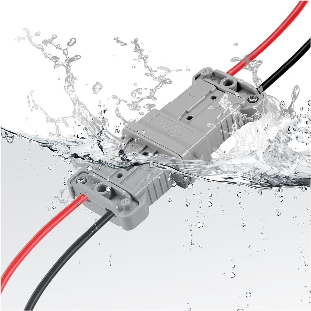 Ip68 Waterproof 50 amps 6-8 Gauge Battery Quick Connect/Disconnect, Ip68 Waterproof Jumper Cable Plug Connector Kit for Recovery Winch, Towing Systems(Grey)