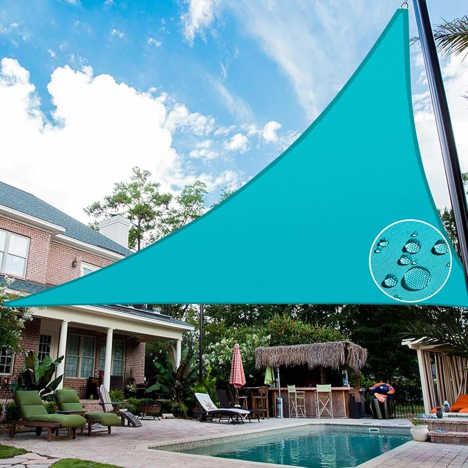 Patio Paradise 12' x 12' x 12' Waterproof Sun Shade Sail Triangle, Turquoise Shade Canopy 95% UV Block Shade Cloth for Patio Cover Garden Backyard Deck Awning (Customized)