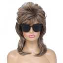 Women's Mullet Wig, a glamorous 80s party accessory, perfect for parties, Halloween, and daily wear(Light Brown)