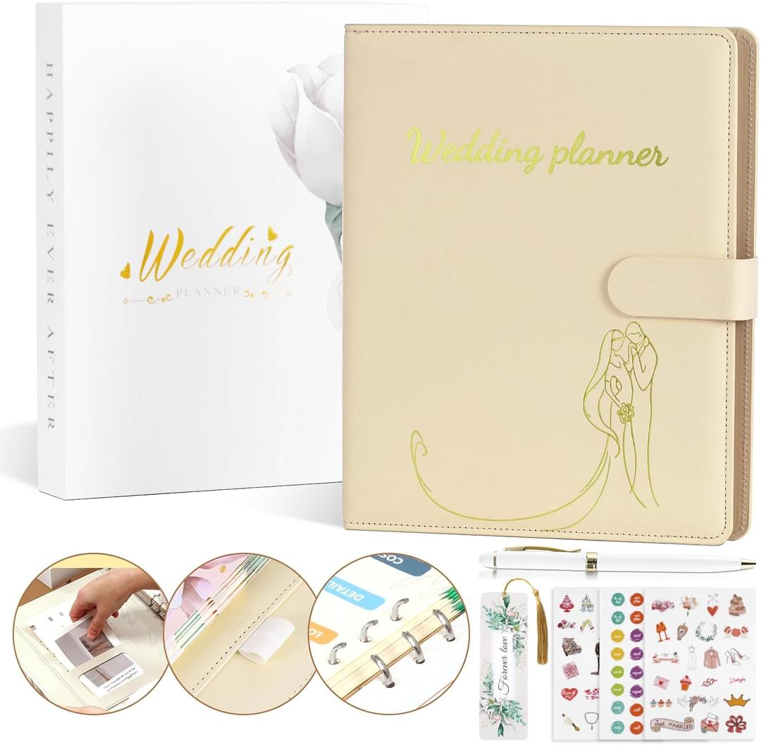 Comprehensive Wedding Planner Book and Organizer for Bride, Wedding Planning Book and Organizer Binder, Engagement Gift for Bride (Pale Beige)
