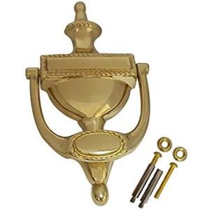 QCAA Solid Brass Door Knocker, Victorian Rope Type, 7-3/8", Polished Brass, 1 Pack, Made in Taiwan
