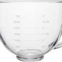 Glass Mixing Bowl 5 QT for KitchenAid 4.5 and 5 Quart Tilt-Head Stand Mixers, Fits Artisan KSM150, RRK150, KSM100, K45SS, KSM90, KSM95, K45, KSM110, 5KSM125 and More