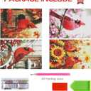 Cardinal Diamond Art Kits for Adults - 4 Pcs DIY Spring Summer Autumn Winter Full Drill Diamond Paintings for Beginners 5D Round Birds Gem Art Craft Home Wall Decor 9.84 x 13.7 Inches