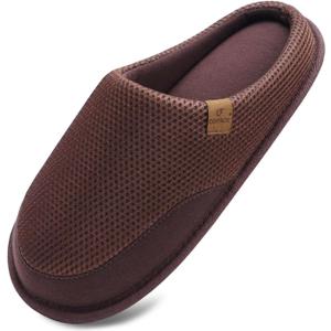 COFACE Mens Memory Foam House Slippers Slip On Cozy Scuff Shoes Indoor/Outdoor with Arch Support (14, Fashion Dark Brown)