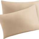 4 Pack 100% Egyptian Cotton Standard Pillow Protector with Hidden Zipper, 400 Thread Count Pillow Covers, Sateen Weave Cooling Bed Pillow Cases, Soft Breathable Non Noisy Easy Care (Beige)