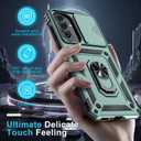 Janmitta Compatible with Samsung Galaxy A36/A56 5G Case Built in Slide Camera Lens Cover+Screen Protector+Finger Ring Holder Kickstand,Heavy Duty Shockproof Full Body Phone Cover,2025 Dark Green