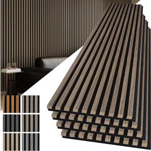 Art3d 4-Pack 108" x 12" Acoustic Wood Panels for Wall, Soundproof Wood Slat Panel for Wall and Ceiling, 3D Fluted Sound Absorbing Paneling for Interior Wall Decor, Living Room, Bedroom - Walnut