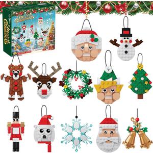 Christmas Ornaments Building Blocks Set Gift for Kids, Xmas Party Favors Bricks 12 Pcs Toys, Suitable for Home Decorations Goodie Bags Fillers Classroom Prizes for Boys or Girls 6-12