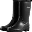 Planone Mid Calf Waterproof Rain Boots For Women Anti-Slipping Garden Shoes Comfortable Insoles Stylish Light Rain Shoes Outdoor Work Shoes, Size 9