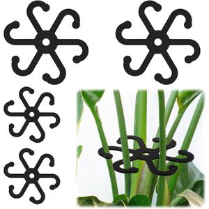 2 x BOXOB 4pcs Plant Stem Support, Acrylic Reusable Leaf Holder with Holes 2 Size Flowers Stabilizer Grapple Stake Accessories Essentials for Thriving Indoor Growth(Black)
