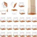 CHUNZEXI 24 Pack Square Chair Leg Floor Protectors for Hardwood Floors, Silicone Felt Covers Pads Caps, Protect Wood Furniture Feet Floors Noise Reduce and Scratch (Square Large)