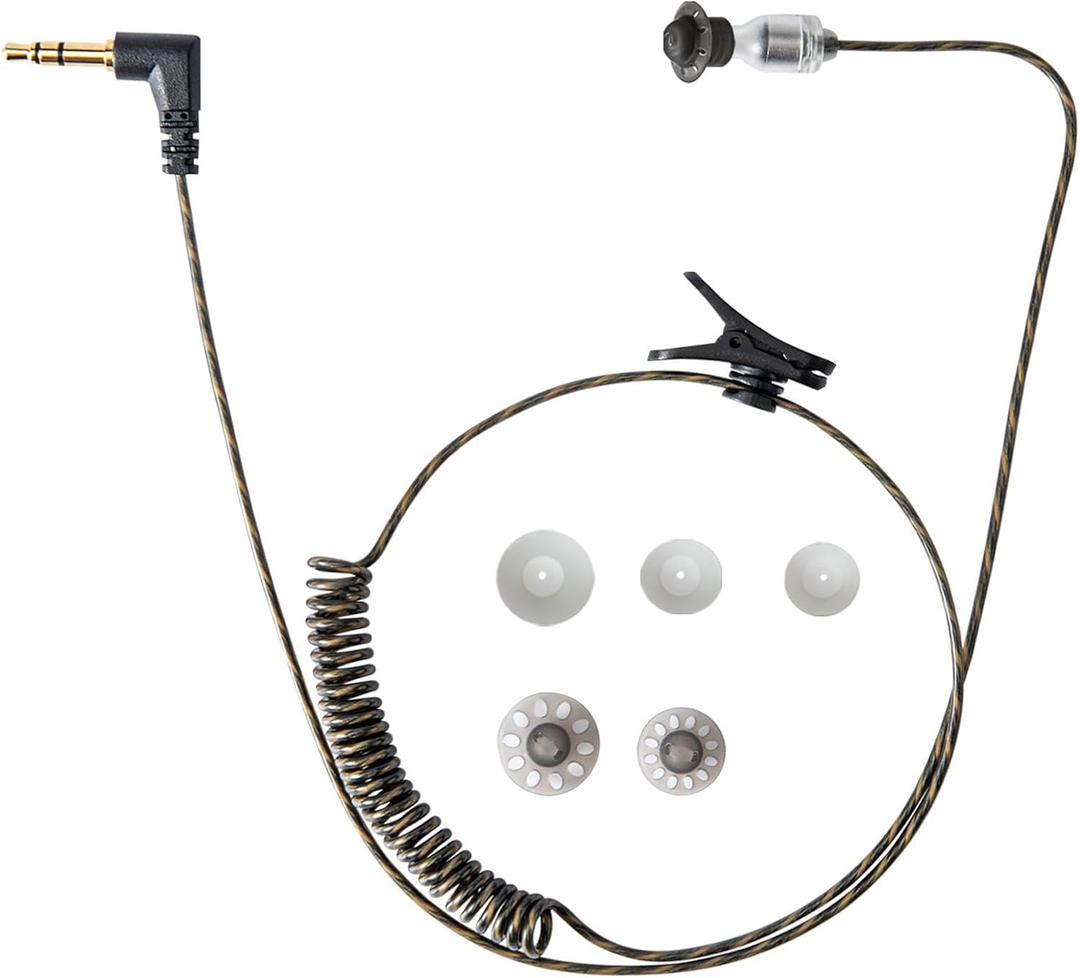 Tubeless Covert 1 Pin 3.5mm Listen Only Earpiece| 31-45IN Adjustable | FBI-Certified | for Motorola/Kenwood | Clear Stealth 22" Cable