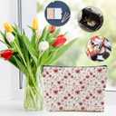 4 Packs Watercolor Pink Yellow Flowers Makeup Bag Floral Cosmetic Bag Friend Friendship Gifts for Women Girls Bestie Botanical Travel Organizer Zipper Pouch Christmas Thanksgiving Birthday Gifts (Multicolor 0180)