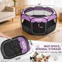 Portable Pet Playpen for Medium Dogs & Cats, Foldable Puppy Safety Pen with Removable Zipper Top, Breathable Mesh Dog Delivery Room, Indoor Isolation Cage for Pets (Purple, Medium)
