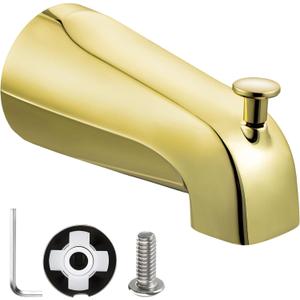 Enhon Tub Spout with Diverter, Slip-Fit Bathtub Faucet Spout Replacement, 1/2 Copper Pipe Connection, Easy to Install, Universal for Bathroom Shower (Polished Brass, 1 Pack)