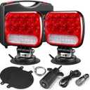 Partsam Wireless LED Trailer Light Kit Magnetic Towing Tail Light Portable Universal Stop Turn Running Backup Reverse Red+Clear Lens w/ 7-Pin Plug Dual USB Cable Charger for Trucks Trailers 12-24V