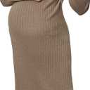 OUGES Women's Wool Blend 2025 Maternity Sweater Nursing Dress Long Sleeve Crew Neck Slim Fit Ribbed Knit Midi Fall Dress M