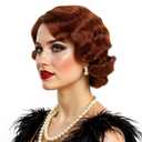 Short Red 1920s Wig for Women Gatsby roaring 20s Finger Wave Party Synthetic Full Vintage Wigs for Womens Lady Cosplay Costume Fancy Dress 1920 Flapper Wig