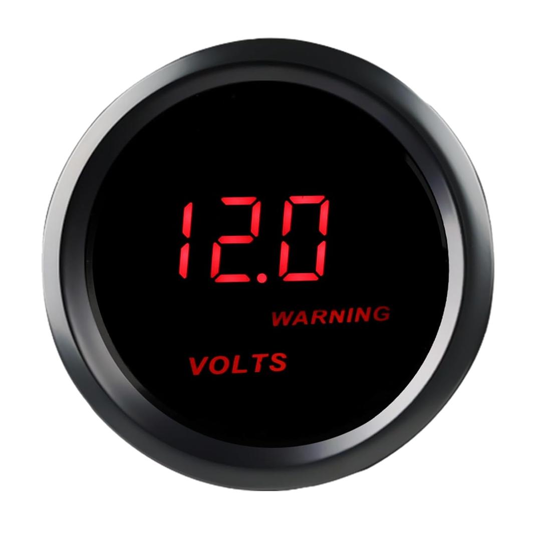 WATERWICH 2inch 52mm DC12V Voltmeter Red Digital LED Volt Gauge Voltage Meter Kit for Car Truck Marine Vehicle Automotive