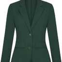 Blazers for Women Long Sleeve Notch Lapel Button Front Blazer Casual Work Office Suit Jackets with Pockets (X-Large, Dark Green)