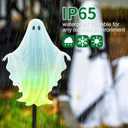 2 x Halloween Decorations Outdoor,Fluorescence Ghost Silhouette Halloween Stakes,Decorative Garden Stakes with Ghost Design Metal Yard Decorations for Outside,