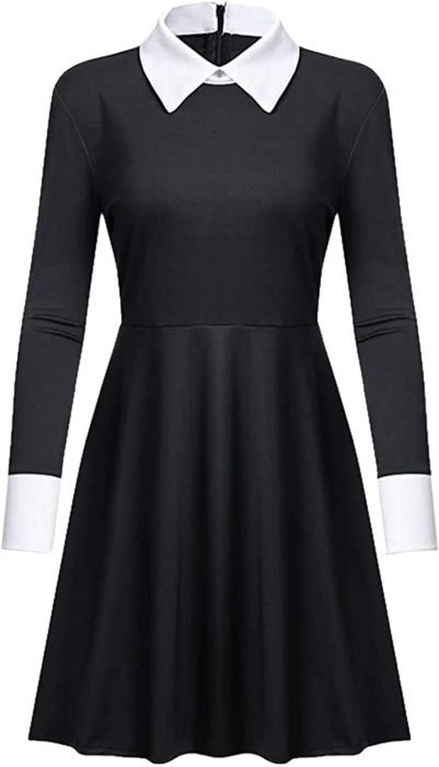 Girls Dresses Pan Collar Black Dress Costume Girls Dress for Stage Performance Fashion Clothes (7-8 Years)