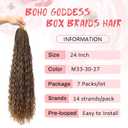 Eeanno Goddess Box Braids Crochet Hair 24 Inch 7 Packs Mixed Honey Blonde Brown Boho Hair for Women Pre Looped Crochet Box Braids with Curly Ends, M333027
