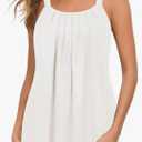 MANER Women's Plus Size Cami Casual Pleated Chiffon Tank Top with Beaded Strap, XXL