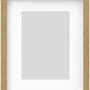Set of 2 Modern Picture Frame with White Mat  Oak Effect Wood Frame  Gallery Style Wall Mount Frame for Art, Posters, Photos & Certificates, 8 x 10 Inch