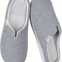 Garonne Women's V-neck Slippers with Memory Foam, Ladies' Slip-on House Shoes for Bedroom Indoor/Outdoor (7-8, Dark Grey)