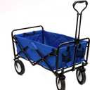 Mac Sports Heavy Duty Steel Frame Collapsible Folding 150 Pound Capacity Outdoor Camping Garden Utility Wagon Yard Cart, Blue