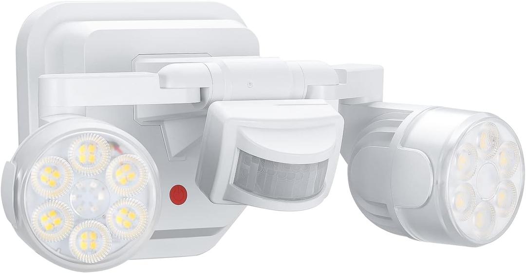 OREiN Motion Sensor Outdoor Lights, 450° Superwide Adjustment Dimmable Dusk to Dawn Flood Lights Outdoor, 5000K/12W (150W Equiv) Outside LED Security Lights IP65, White (Hardwired) 