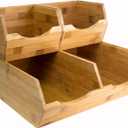 HOMESTEAD Bamboo Pantry Storage Bins - Stackable Baskets, Potato and Onion Storage for Pantry Organization, Set 3 Pieces