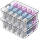 Socks Bra Underwear Drawer Organizer for Closet, 2 PCS Plastic Storage Box with 15 Removable Compartments and Lid, Clear Dresser Drawer Organizer Storage Container with Dividers for Sock Ties Belts