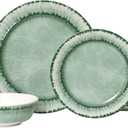 AELS Melamine Dinnerware Set of 18 Pcs Dinner Dishes Set, Lightweight Unbreakable for Indoor and Outdoor Use, BPA Free, Dishwasher Safe, Sage Green