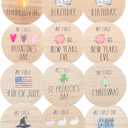 Rae Dunn Baby Milestone Plaques - Wooden Baby Holiday Milestone Props for Newborn Boy or Girl - First Year Baby Photo Shoot Photography Prop  Halloween, Thanksgiving, Christmas, Easter, July 4th