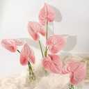 Real Touch Anthurium Artificial Flowers, 8pcs Shabby Blush Faux Tropical Flowers with Stems for Modern Wedding Bouquets, Elegant Centerpieces & Chic Party Decoration