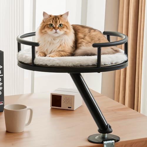 IFNOW Cat Desk Bed - 360°Rotation, Cat Bed for Indoor Pet Supports 42 lbs, Elevated Desk Pet Perch for Work, Desktop Attachment Perch for Home Office, Cat's Beds Kitten Furniture Accessories
