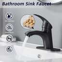 BELZ Single Handle Bathroom Faucet, One Hole Brass Bathroom Vanity Sink Faucets with Deck Plate, Suitable for 1 or 3 Holes, Matte Black