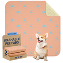 PJYuCien Washable Pee Pads for Dogs 4 Pack, 36" x 36" Non-Slip and Leak-Proof Pee Mat, Puppy Training Pads for Whelping, Playpen, Crate, Bed (Orange)